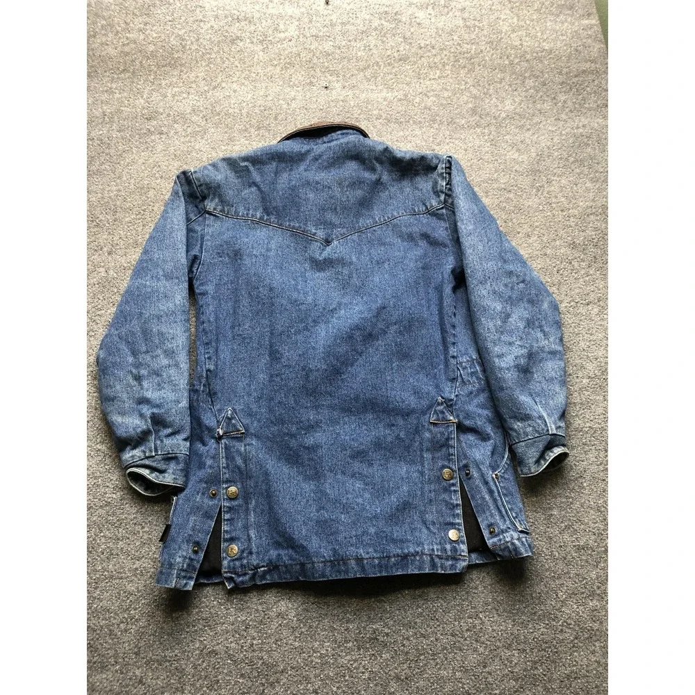 Roper Coat Mens XS Blue Denim Leather Collar Western Range Gear Lined Pockets